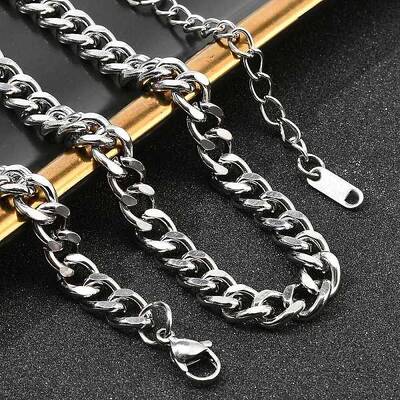 304 Stainless Steel Cuban Link Chain Necklaces for Women Men