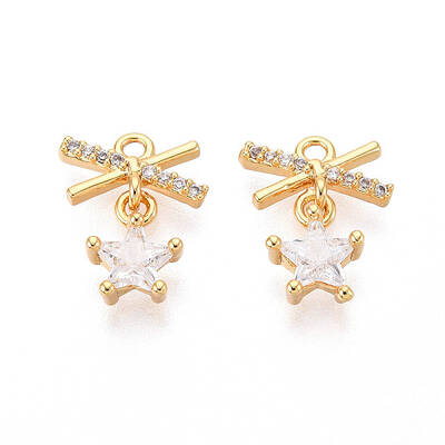 Brass Micro Pave Cubic Zirconia Charms