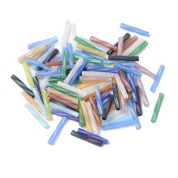 83Pcs 5G Opaque Frosted Glass Twisted Bugle Beads