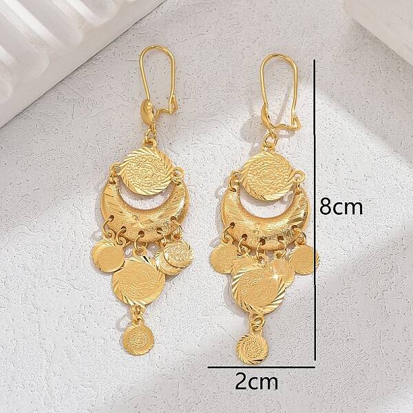 Vintage Middle Eastern Ramadan Moon Tassel Earrings Women's Ear Accessories.
