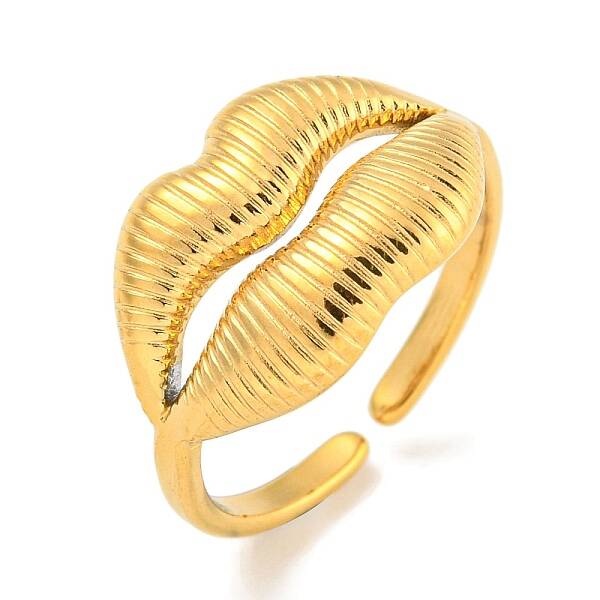 Ion Plating(IP) 304 Stainless Steel Lip Open Cuff Ring for Women