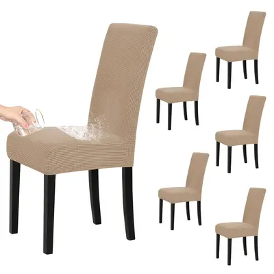 Easy-Going 100% Waterproof Dining Room Chair Cover Set of 2, 4, 6, 8, Stretch Jacquard Parson Chair Slipcover Removable Washa...