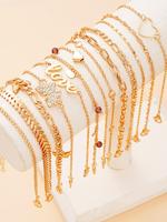 Women's Elegant Butterfly & Heart & Letter Design Anklet, Fashion Rhinestones Decor Jewelry for Party, Daily Decor, Trendy Al...