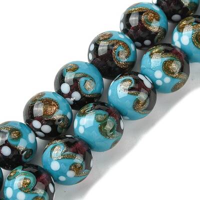 Handmade Gold Sand Lampwork Beads Strands