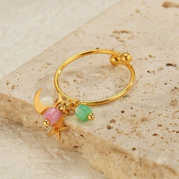304 Stainless Steel Shell Cuff Rings for Women