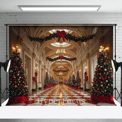 Luxury Gold Palace Festive Christmas Vibe Backdrop - Aperturee