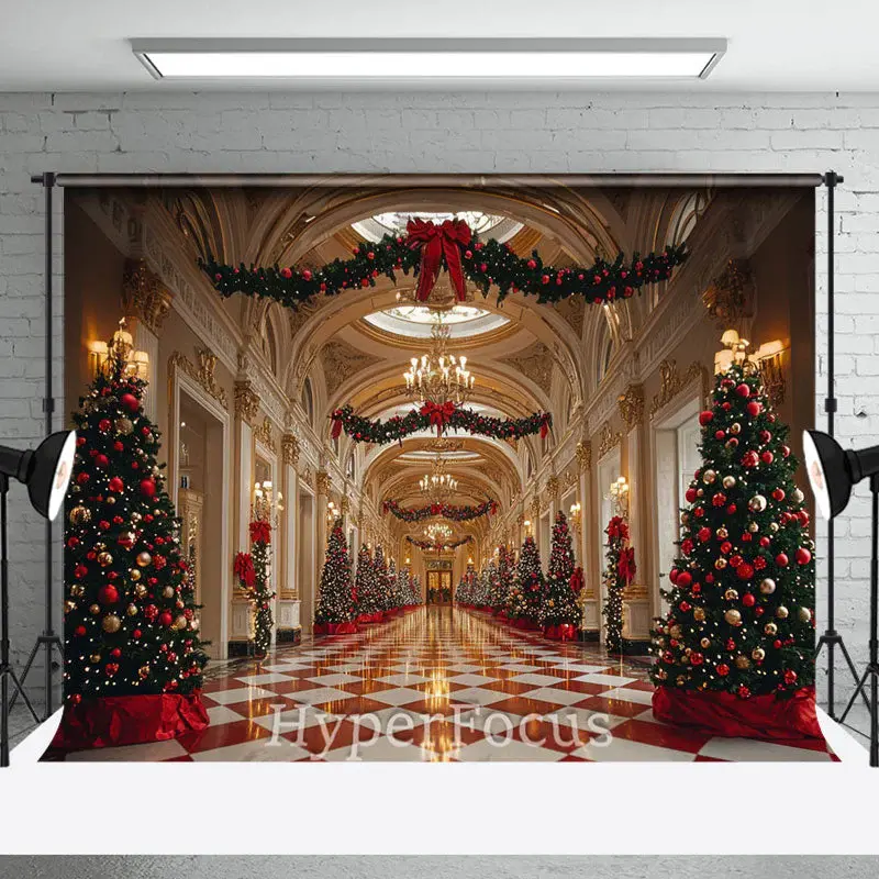 Luxury Gold Palace Festive Christmas Vibe Backdrop - Aperturee