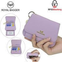 Royal Bagger RFID Short Wallets for Women Genuine Cow Leather Fashion Card Holder with Key Ring Holders Clutch Slim Coin Purs...