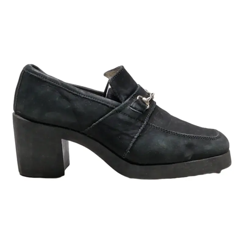 BRUNO & JOEL Heeled Loafer Shoes Black Suede Womens UK 4