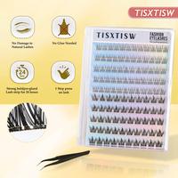 TISXTISW Self Adhesive Lashes Natural Look Clusters No Glue Needed Wispy Press on Lashes, C Curl With Lash -