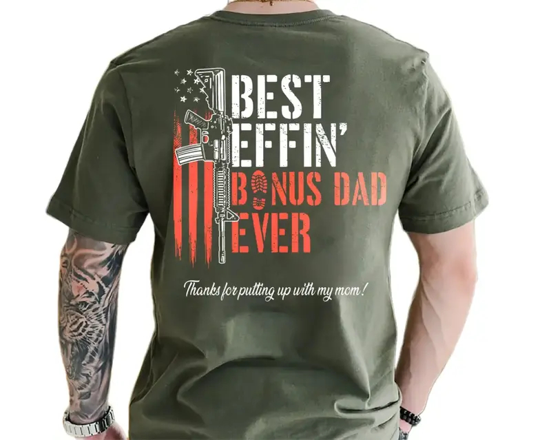 Effin’ Bonus Dad Ever Vintage T-Shirt, Funny Stepdad Shirt, Father’s Day Gift, Bonus Dad Appreciation Tee, Classic Unisex...