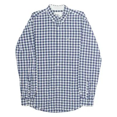LACOSTE Regular Fit Mens Shirt Blue Check Long Sleeve M