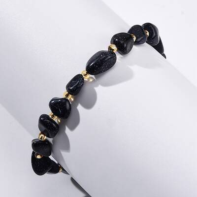 Synthetic Blue Goldstone Beaded Bracelets for Women