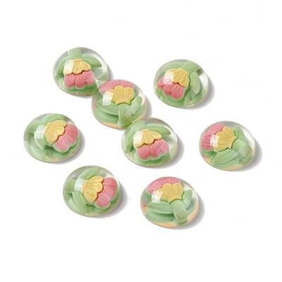 Transparent Flower Resin Cabochons