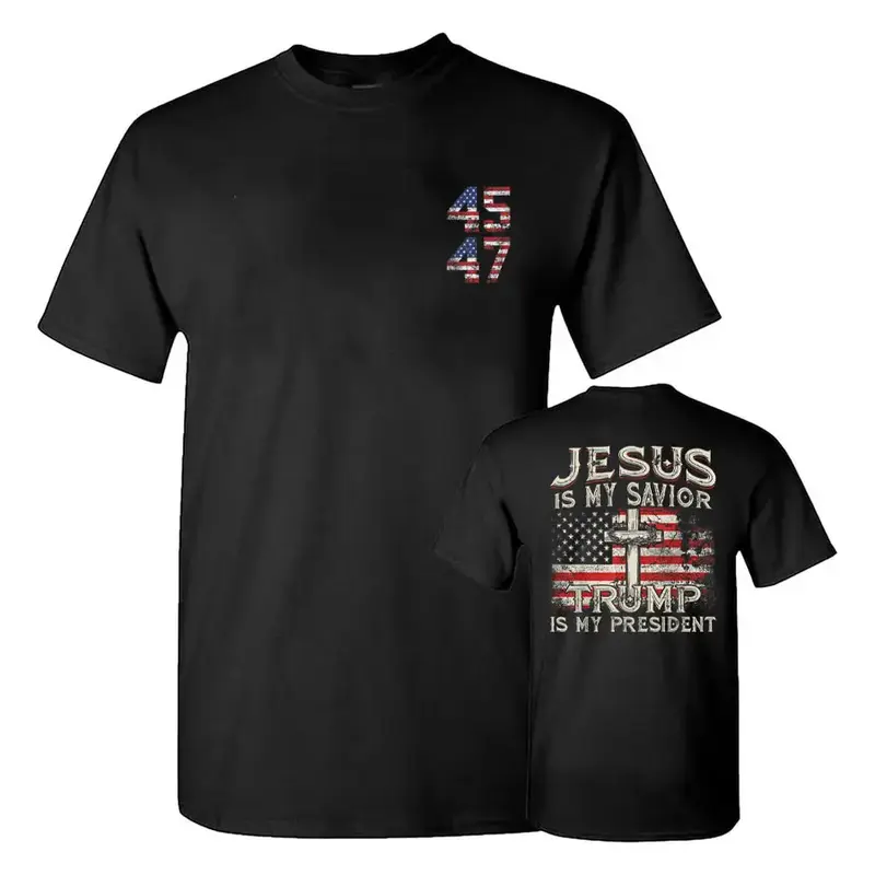 Jesus Is My Savior Trump Is My President American Flag T-Shirt, Trump 2024 Shirt, Trump Supporters 2024 Shirt, Gift For Trump...
