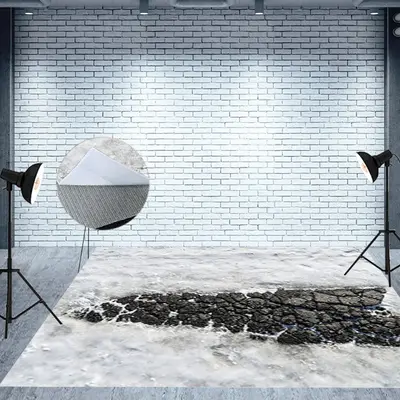 Black Cracked Road Melting Snow Fabric Floor Backdrop - Aperturee