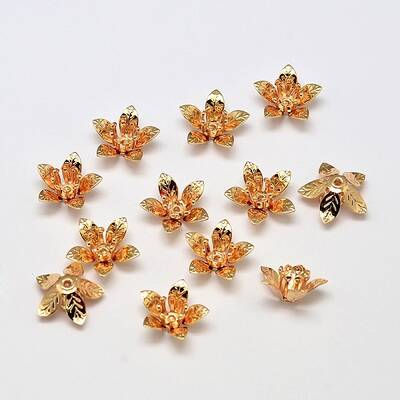 5-Petal Flower Brass Bead Caps