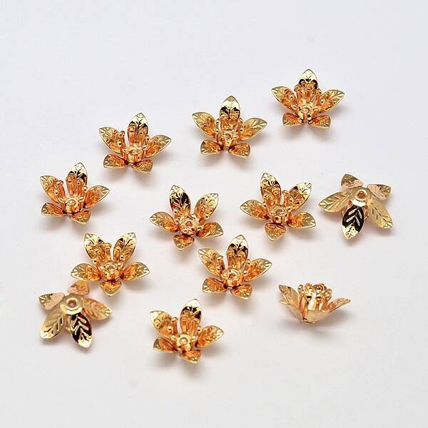 5-Petal Flower Brass Bead Caps