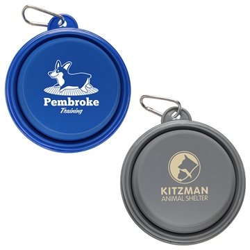 100 Custom Feed 'N Go Collapsible Pet Bowl with Carabiner - ...