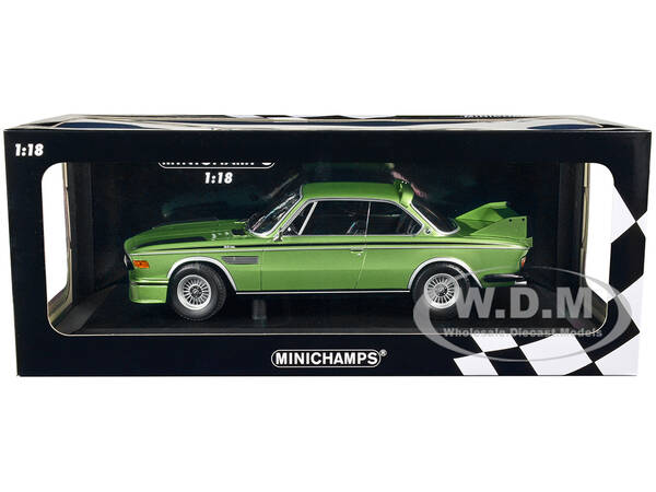 1973 BMW 3.0 CSL Green Metallic with Black Stripes Limited Edition to 450 pieces Worldwide 1/18 Diecast Model Car by Minicham...
