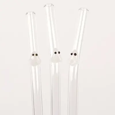 Sip-Sip Hooray! 3 PACK Ghostie Straw Pack 16oz, 17oz, 20oz Halloween Themed Glass Straw fall glassware Cup Drinkware Reusable...