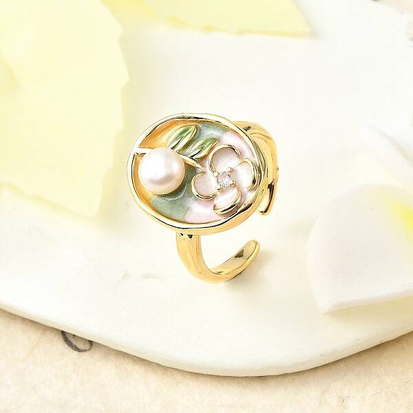 Brass Enamel Cuff Rings