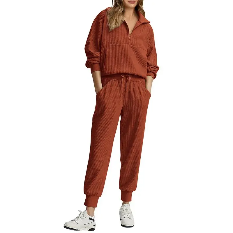 Women's 2-Piece Sweatsuits Set Long Sleeve Half Zip Pullover Sweatshirt Joggers Pants Comfy Outfits Soft Tracksuit Athletic T...
