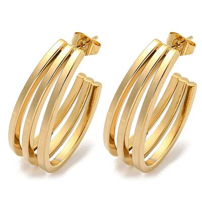 Letter C 202 Stainless Steel Multi Layered Stud Earrings