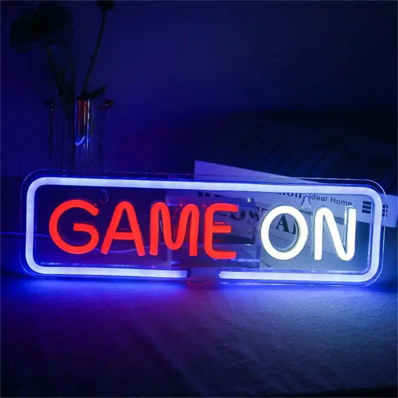 Game On Design LED Neon Signs, USB Powered Room Ambient Light, USB Powered Neon Light For Game Room Decor, Room Accessories