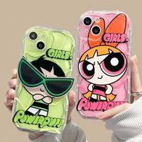 Powerpuff Girls Glasses Support Clear Case for iPhone 15 14 11 Pro Max 13 12 Mini XR XS X 8 7 6 6S Plus SE 2020 Silicone Cove...