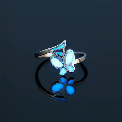 Glow in the Dark Luminous Stainless Steel Butterfly Finger Ring