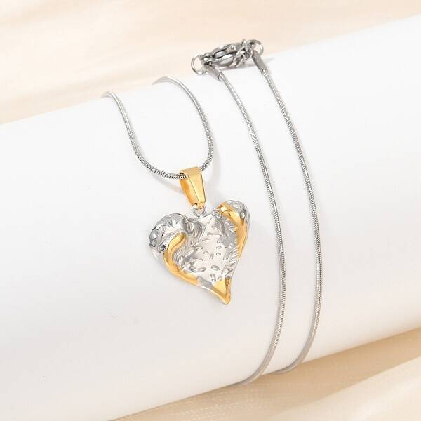 304 Stainless Steel Two Tone Pendant Necklaces for Women