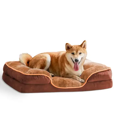 Orthopedic Dog Bed, Memory Foam Pet Bed for Small Dogs & Cats with Washable Removable Cover Non-Slip Base Waterproof Liner Eg...
