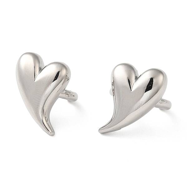 Rack Plating Brass Heart Cuff Earrings for Women