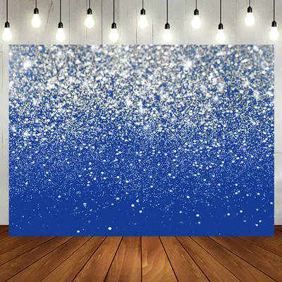 Silver Glitter Sequin Blue Happy Birthday Backdrop - Aperturee