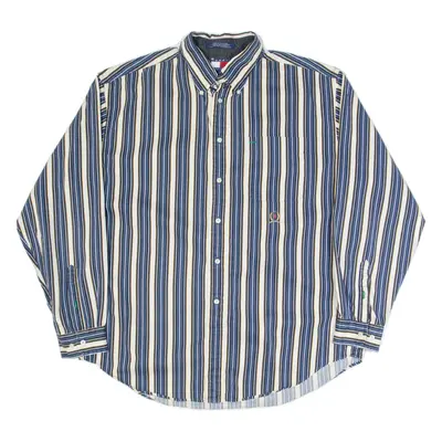 TOMMY HILFIGER Mens Shirt Blue Striped Long Sleeve XL