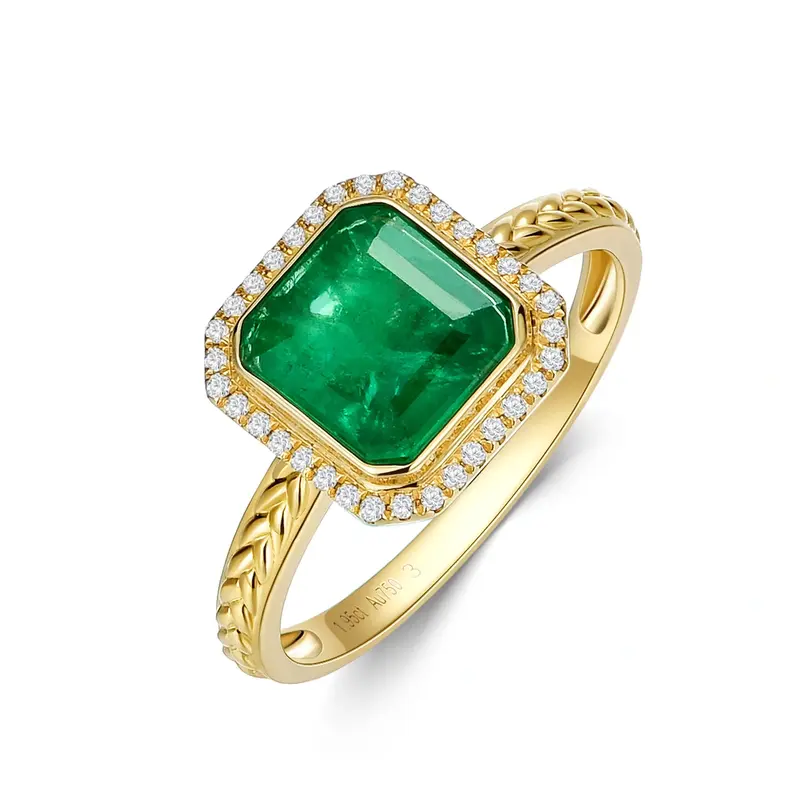 18K Gold 1 to 5 CT Princess Cut Shaped Emerald Square Engagement Ring
