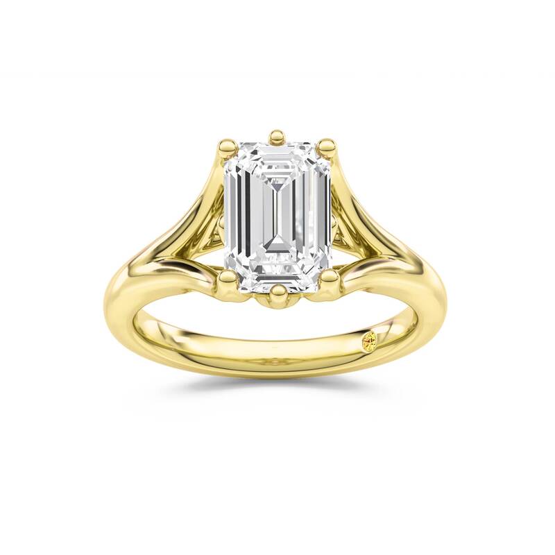 Rosie Emerald Cut Lab Grown Diamond Engagement Ring | 10K Yellow Gold 3 1/2 CT. TW.