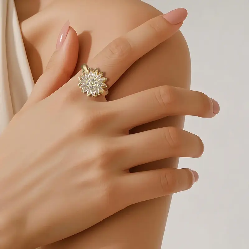 MEIITRUE 14K Gold Plated Fidget Anxiety Rings for Women,  2 Pack Stress Relieveing Rings, Trendy All-match & Exquisite Jewelr...