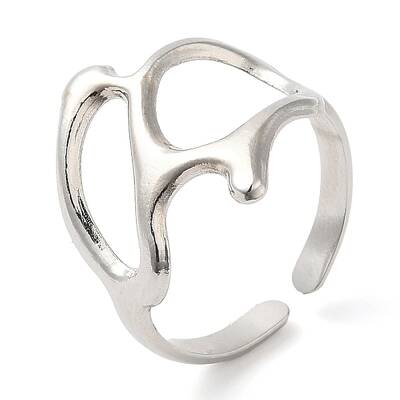 Non-Tarnish 304 Stainless Steel Twist Hollow Open Cuff Ring for Women