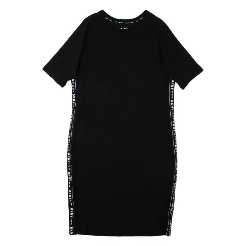 DKNY Sport Womens T-Shirt Dress Black Short Sleeve Knee Length L