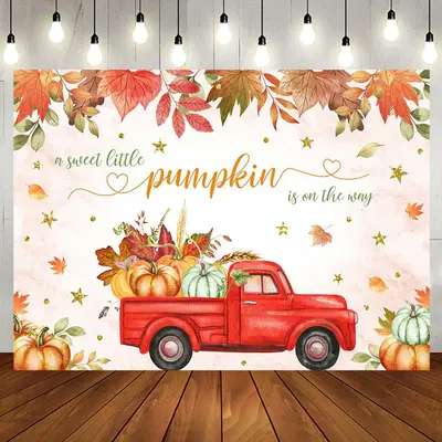 Little Pumpkin Red Car Autumn Baby Shower Backdrop - Aperturee