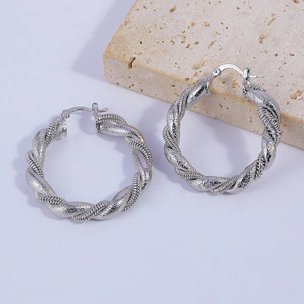 Circular Twisted Brass Hoop Earrings