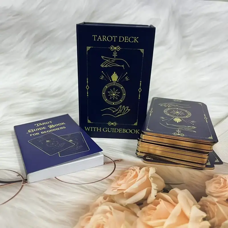 Tarot Cards Deck with Guide Book, 78 Classic Original Design, Gold Foil Tarot Cards for Beginners, Durable Card, NEW Tarot Cl...