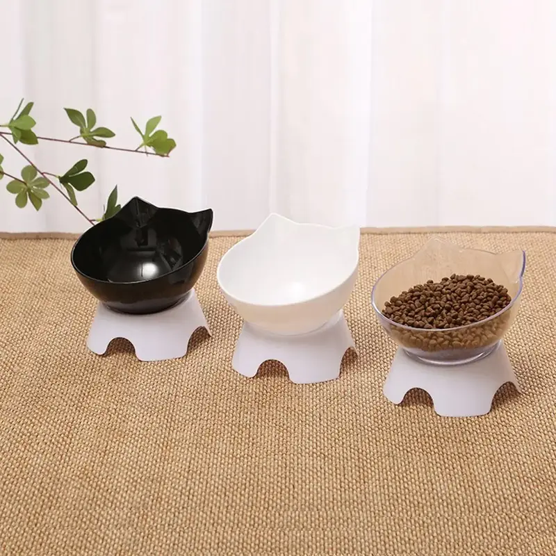 High Footed Cat Bowl, 1 Count Large Capacity Pet Drinking & Feeding Bowl, Neck Protection Cat Food Bowl, Pet Supplies for Ind...