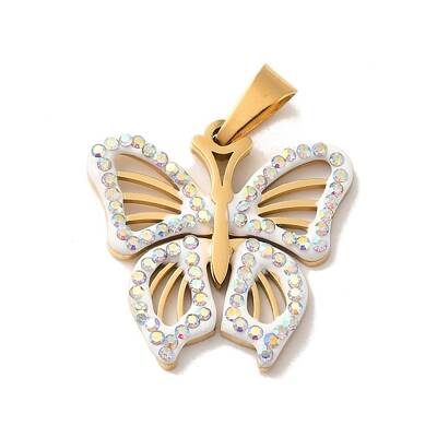 Ion Plating(IP) 304 Stainless Steel Rhinestone Pendants