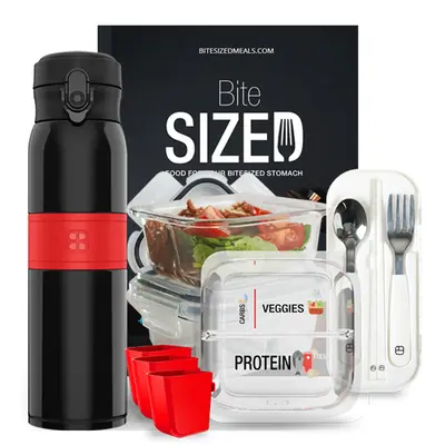 BariBowl Bundle 3-Pack + BariBottle + BiteSized The Bariatric Cookbook - Glass & Silicone Portioned Recipes Healthy Eating Co...