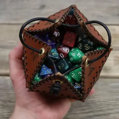 Dice Storage Bag, Leather Dice Bag with Handle, 1 Count Multipurpose Dice Holder, Dice Storage Organizer for Home & Travel, H...