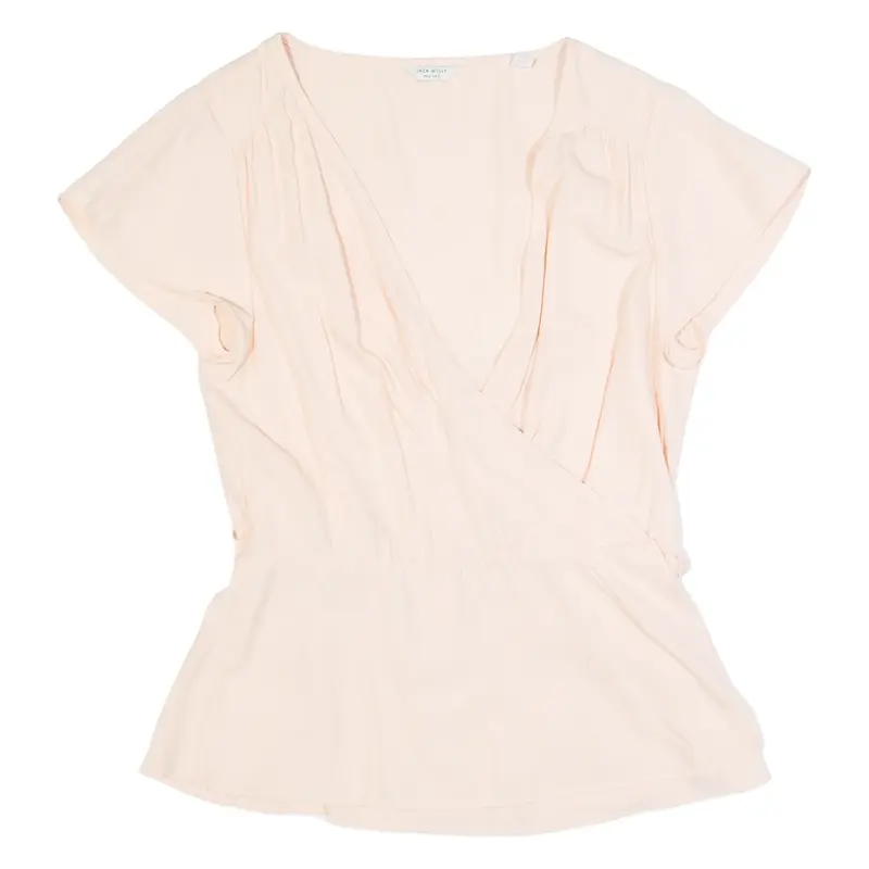 JACK WILLS Womens Wrap Top Pink V-Neck UK 6