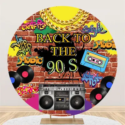 Aperturee Back To The 90S Hip Hop Music Round Dance Backdrop | Party Curtain Backdrop | Backdrop Sunflower Party Decorations ...